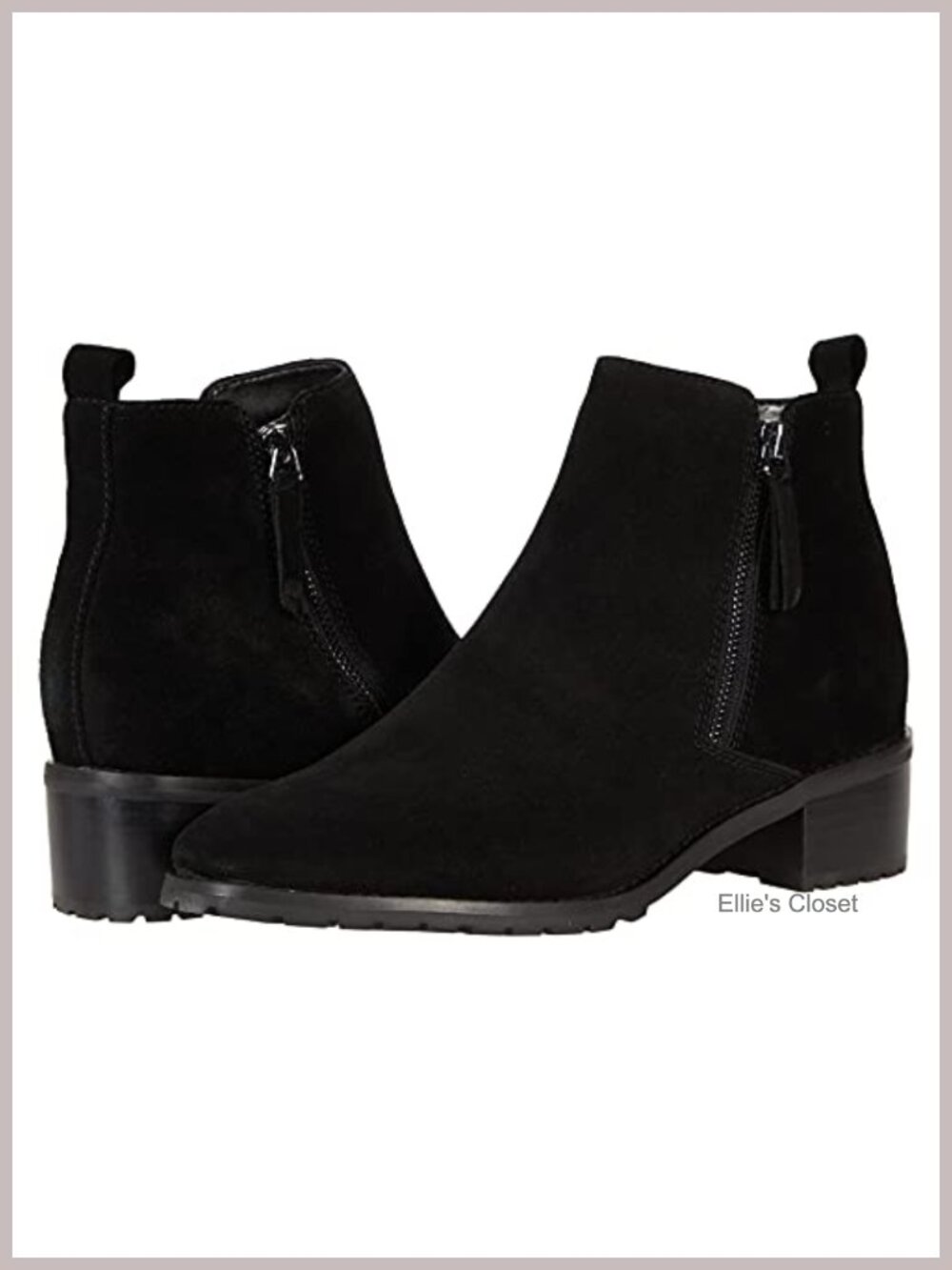 Waterproof Suede Ankle Bootie with Stacked Heel & Square Toe
